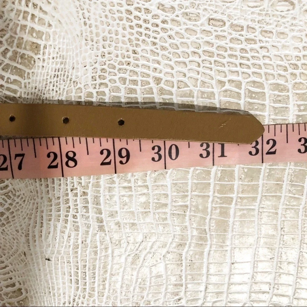 J.Crew Factory Tan Leather Skinny Belt Brass Micro Studded Brown‎ Small 31.5in